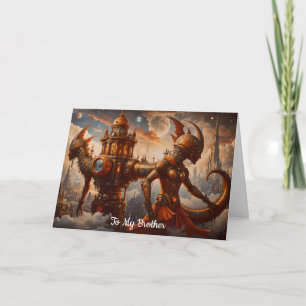 Steampunk-Turm mit weiblichen Skulpturen Geburtsta Karte