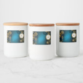 Steampunk turquoise Background with Gears Lebensmitteletikett (Flaschen)