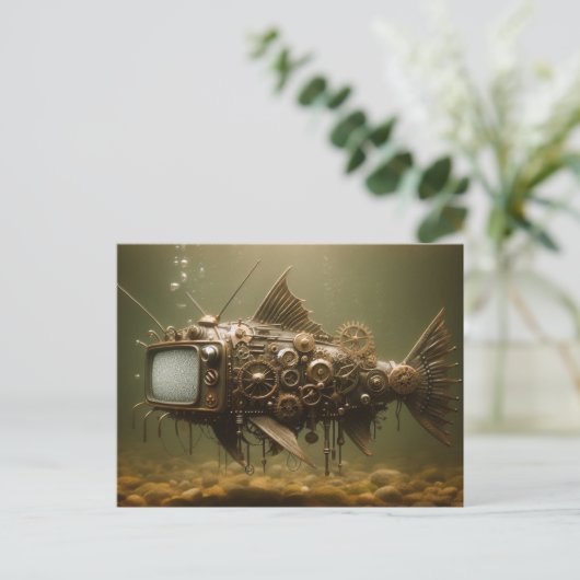Steampunk TV Catfish Postkarte (Stehend Vorderseite)