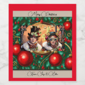 Steampunk Two Hearts Christmas Weinetikett (Einzelnes Label)