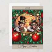 Steampunk Two Hearts Weihnachtskarte Feiertagskarte (Vorne/Hinten)