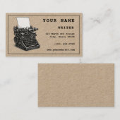 Steampunk Typewriter Writer Template Visitenkarte (Vorne/Hinten)