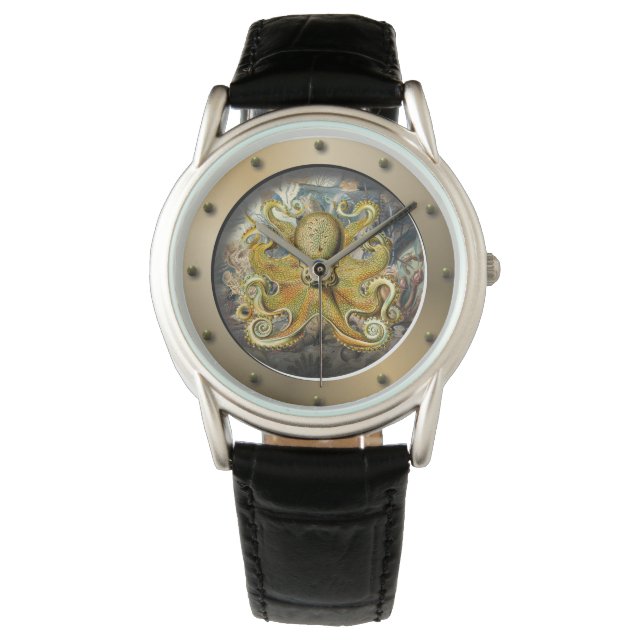 Steampunk U-Boot Porthole Octopus Armbanduhr (Vorderseite)
