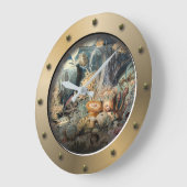 Steampunk U-Boot Porthole Unterseelebensleben Große Wanduhr (Winkel)