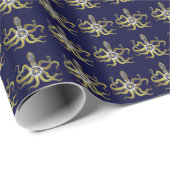 Steampunk übersetzt Krake Kraken Geschenkpapier (Rolleneckpunkt)