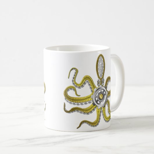 Steampunk übersetzt Krake Kraken Kaffeetasse (VorderseiteRechts)