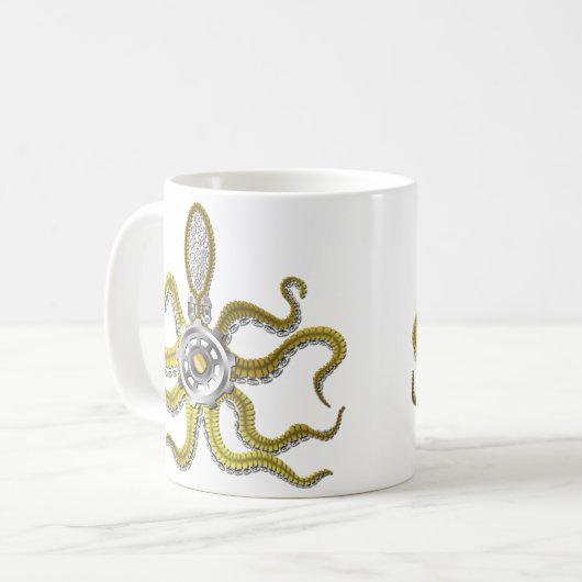 Steampunk übersetzt Krake Kraken Kaffeetasse (Vorderseite Links)