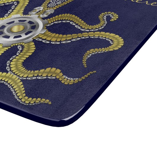 Steampunk übersetzt Krake Kraken Schneidebrett (Ecke)