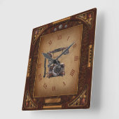 Steampunk-Uhr~Antikes Telefon~römische Zahlen~ Quadratische Wanduhr (Winkel)