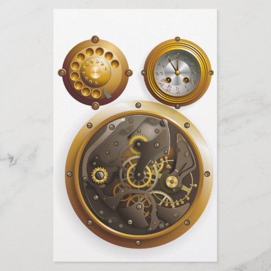 Steampunk Uhr Briefpapier (Vorderseite)