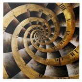 Steampunk - Uhr - der Fluss der Zeit Fliese (Vorderseite)