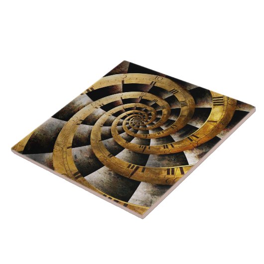 Steampunk - Uhr - der Fluss der Zeit Fliese (Seite)