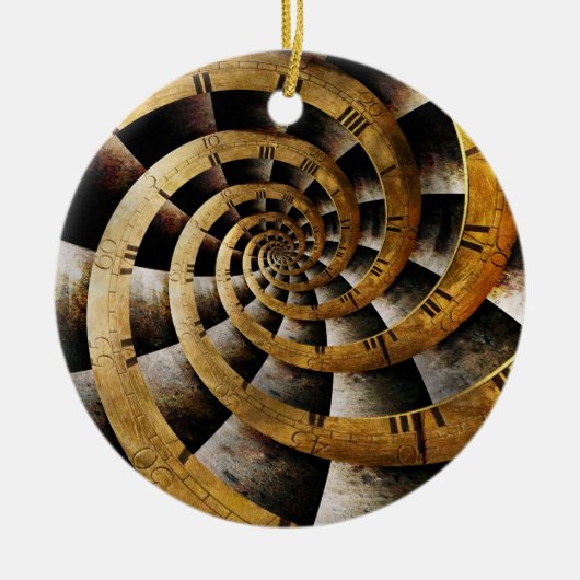 Steampunk - Uhr - Der Zeitfluss Keramik Ornament (Vorne)