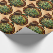 Steampunk-Uhr Geschenkpapier (Ecke)