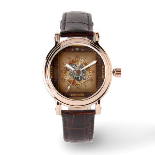 Steampunk-Uhr~Grosses antikes Zahnrad~römische Za Armbanduhr