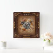 Steampunk-Uhr~Grosses antikes Zahnrad~römische Zah Quadratische Wanduhr (Zuhause)