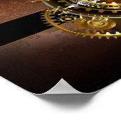 Steampunk-Uhr mit antiken Zahnrädern Poster (Ecke)