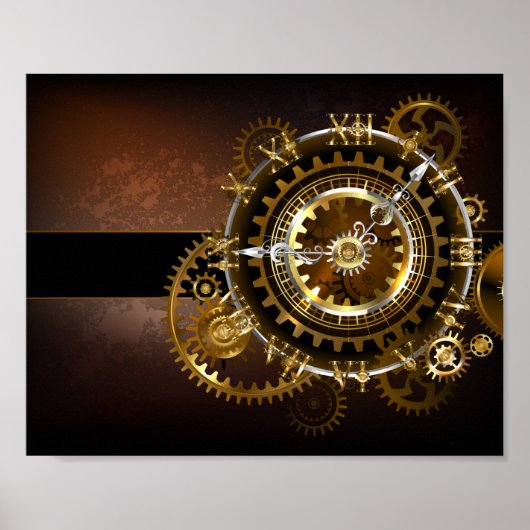 Steampunk-Uhr mit antiken Zahnrädern Poster (Vorne)