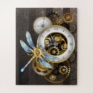 Steampunk-Uhr mit mechanischer Libelle Puzzle