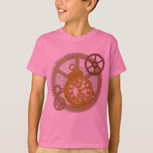 Steampunk Uhr und Gänge T-Shirt (Vorderseite)