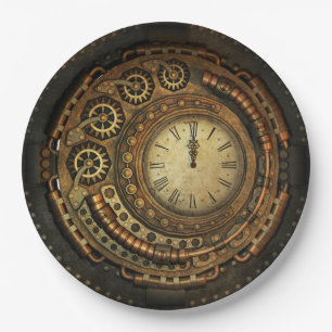 Steampunk Uhr-WegwerfpapierTeller Pappteller