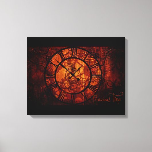Steampunk-Uhr Wrapped Canvas Leinwanddruck (Vorderseite)