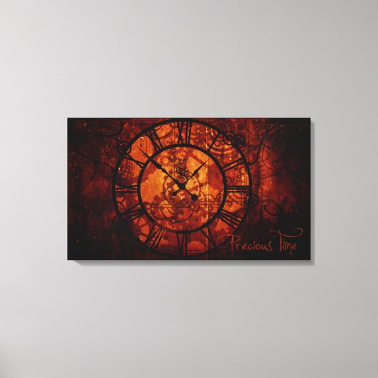 Steampunk-Uhr Wrapped Canvas Leinwanddruck (Vorderseite)