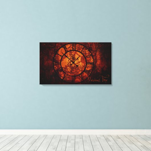 Steampunk-Uhr Wrapped Canvas Leinwanddruck (Insitu (Holzboden))