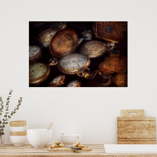 Steampunk - Uhr - Zeit getragen Poster (Küche)
