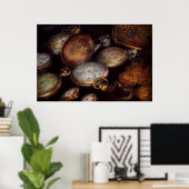 Steampunk - Uhr - Zeitverschleiß Poster (Heimbüro)