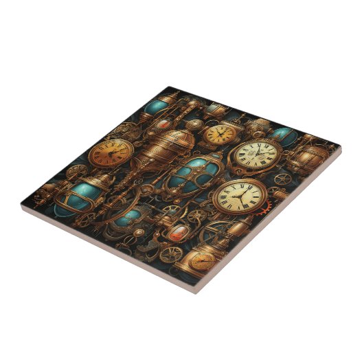 Steampunk-Uhren-Keramik Fliese (Seite)