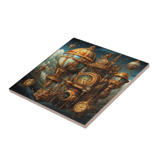 Steampunk-Uhren-Keramik Fliese (Seite)