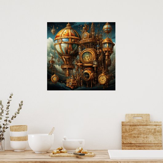 Steampunk Uhren Poster (Küche)