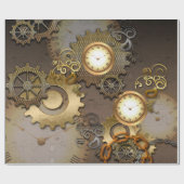 Steampunk, Uhren und Gänge I Geschenkpapier (Flach)