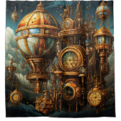 Steampunk-Uhrenduschvorhang Duschvorhang (Vorderseite)
