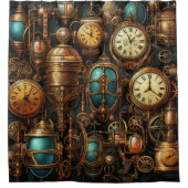 Steampunk-Uhrenduschvorhang Duschvorhang (Vorderseite)