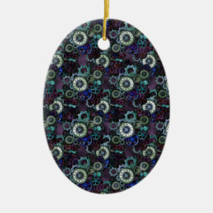 Steampunk-Uhrenteile - lila Druck von LeahG Keramik Ornament