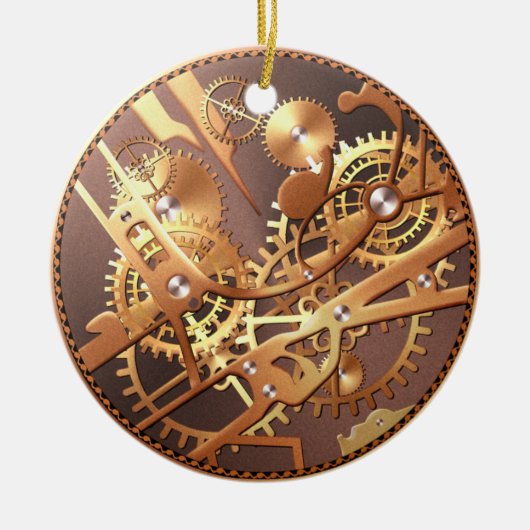 steampunk Uhrgänge Keramik Ornament (Vorne)