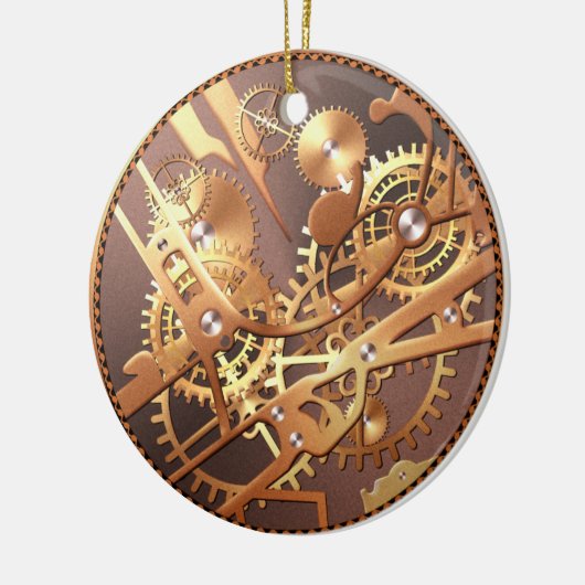 steampunk Uhrgänge Keramik Ornament (Links)