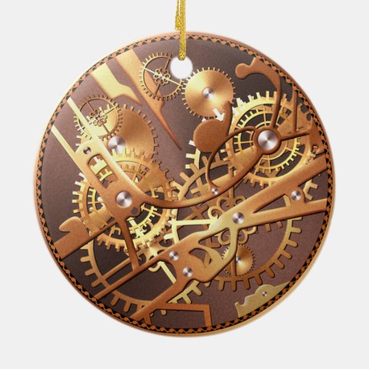 steampunk Uhrgänge Keramik Ornament (Hinten)