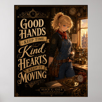 Steampunk-Uhrmacherin Inspirierendes Zitat Poster