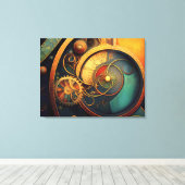 Steampunk-Uhrwerk-Abstraktes Design Leinwanddruck (Insitu (Holzboden))