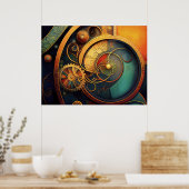 Steampunk-Uhrwerk-Abstraktes Design Poster (Küche)