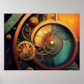 Steampunk-Uhrwerk-Abstraktes Design Poster (Vorne)