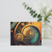 Steampunk-Uhrwerk-Abstraktes Design Postkarte (Stehend Vorderseite)
