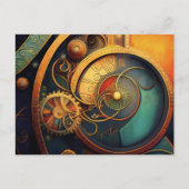 Steampunk-Uhrwerk-Abstraktes Design Postkarte (Vorderseite)