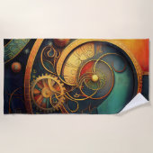 Steampunk-Uhrwerk-Abstraktes Design Strandtuch (Vorderseite)