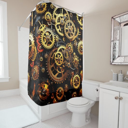 Steampunk-Uhrwerk Gears 1004 Duschvorhang (Beispiel)