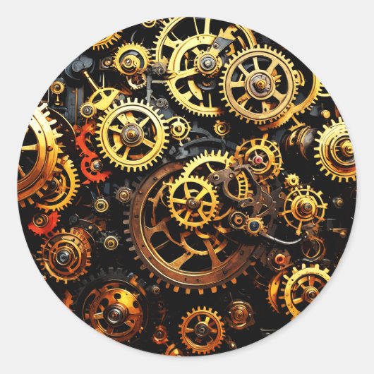 Steampunk-Uhrwerk Gears 1004 Runder Aufkleber (Vorderseite)