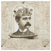 Steampunk Uhrwerk Gehirn Schnurrbart Mann Stoff (Nahaufnahme)